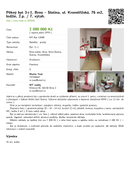 Pěkný byt 3+1, Brno – Slatina, ul. Kroměřížská, 76 m2