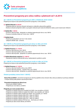 Preventivní programy pro celou rodinu s platností od 1.8.2015