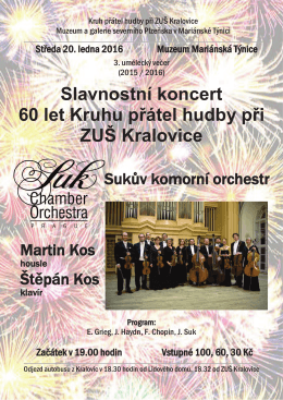 Slavnostní koncert 60 let Kruhu přátel hudby při ZUŠ Kralovice