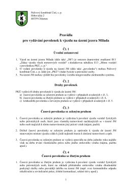 Pravidla pro vydávání povolenek k vjezdu na území jezera Milada