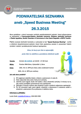 PODNIKATELSKÁ SEZNAMKA aneb „Speed Business Meeting