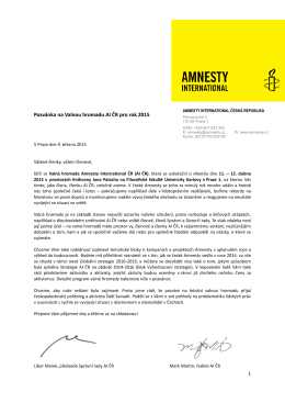Pozvánka na VH Amnesty International Česká republika 2015