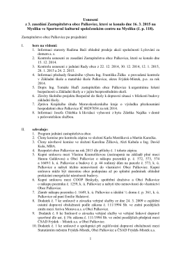 Usnesení z 3. zasedání Zastupitelstva obce Palkovice, které se