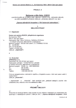 Smlouva o dílo č. 3/2015 - Domov pro seniory Bukov
