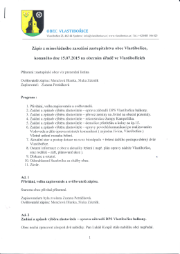 Zápis z mimořádného zasedání zastupitelstva obce Vlastibořice
