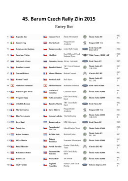 45. Barum Czech Rally Zlín 2015 Entry list