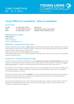 21. 4. 2015 Young CYBER Lions Competition – Notes to competitors