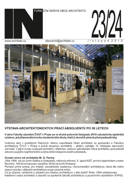 výstava architektonických prací absolventů po 50 letech