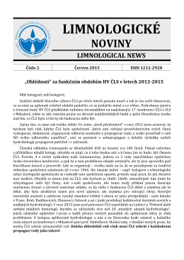 Limnologické noviny č. 2/2015 - Česká limnologická společnost