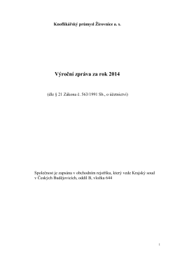 Výroční zpráva za rok 2014 - Knoflíkářský průmysl Žirovnice