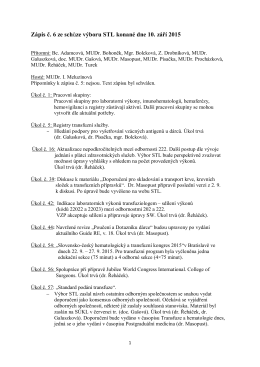 Zápis č. 6 ze schůze výboru STL konané dne 10. září 2015