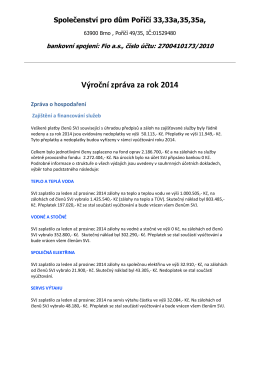 Výroční zpráva SVJ za rok 2014