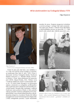 40 let ošetřovatelství na Urologické klinice VFN