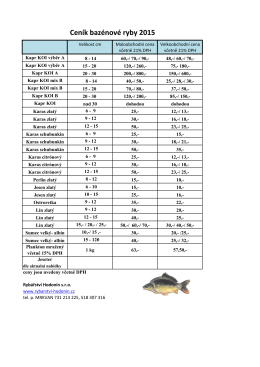 Ceník násad bazenových ryb - Rybářství Hodonín, s.r.o.