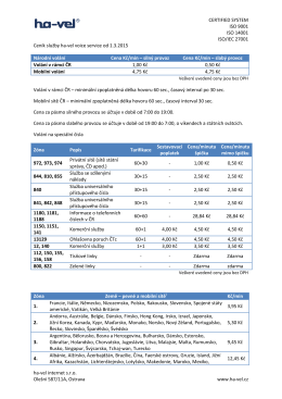 Ceník telekomunikačních služeb od 1.3.2015 - Ha