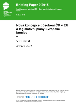 Nová koncepce působení ČR v EU a legislativní plány Evropské