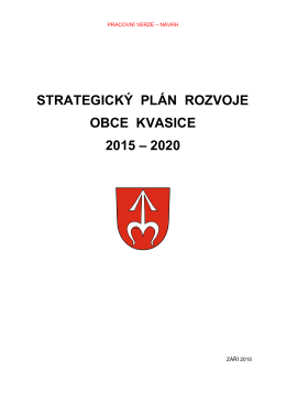strategický plán rozvoje obce kvasice 2015 – 2020