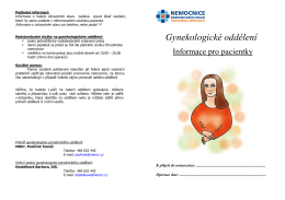 Informační brožura pro gynekologické oddělení