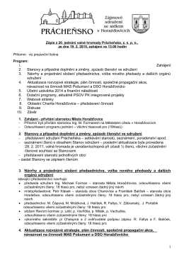 Zápis z 20. jednání valné hromady Prácheňska 19.02.2015