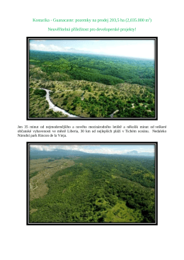 Kostarika - Guanacaste: pozemky na prodej 203,5