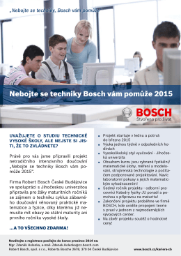 Nebojte se techniky Bosch vám pomůže 2015