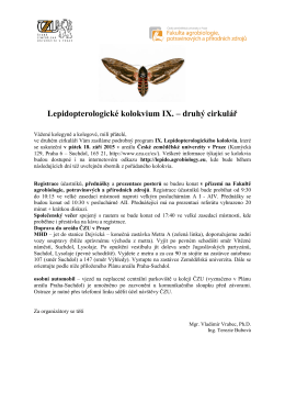 Lepidopterologické kolokvium IX. – druhý cirkulář