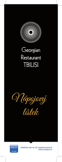 Nápojový lístek - restaurace Tbilisi