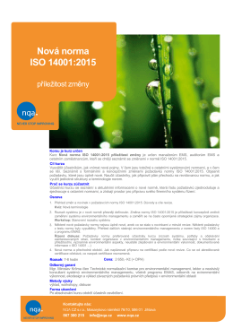 Nová norma ISO 14001:2015 příležitost změny