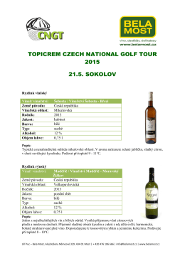 Popisy vín v ochutnávce na akci TOPICREAM CZECH NATIONAL