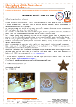 Informace k soutěži Coffee Star 2016