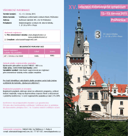XV. celostátní diabetologické sympózium Průhonice 12.–13. června