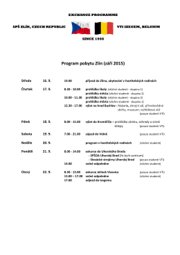 Program pobytu Zlín (září 2015)