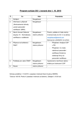 Program schůze OS 1, konané dne 1. 10. 2015