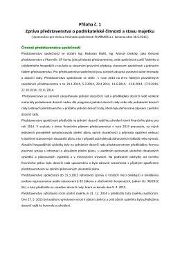 Zpráva o podnikatelské činnosti Pharmos 2014