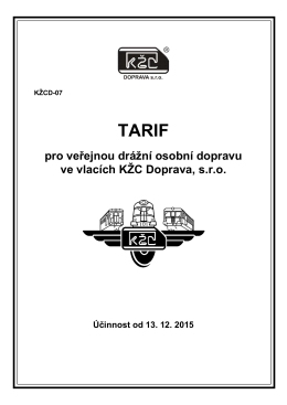 Tarif pro veřejnou drážní osobní dopravu