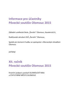 Informace pro účastníky Pěvecké soutěže Olomouc 2015
