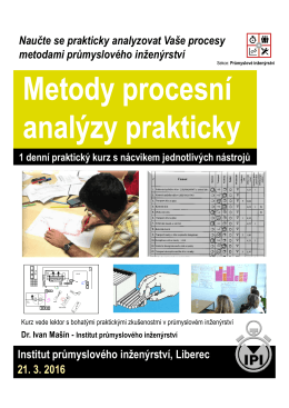 Metody procesní analýzy prakticky Metody procesní analýzy