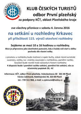06. 2016 Krkavec - První Plzeňský klub českých turistů Vás vítá