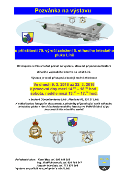 Výstava k 70. výročí založení 5. stíhacího leteckého pluku v Líních