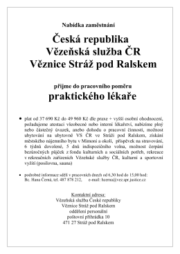 nabídka zaměstnání - Vězeňská služba České republiky