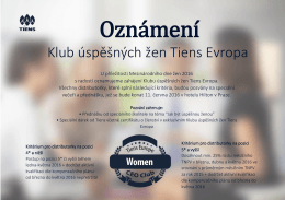 Klub úspěšných žen Tiens Evropa_oznámení