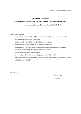 Povinnosti zadavatele Festival Táborská setkání 2016 a Festival