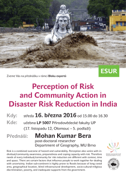 Perception of Risk and Community Action in Disaster Risk