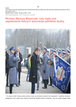 Minister Mariusz Błaszczak: rolą rządu jest zapewnienie dobrych