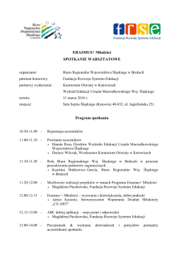 Program spotkania - Biuro Regionalne Województwa Śląskiego w