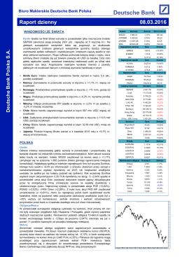 Raport dzienny - Biuro Maklerskie Deutsche Bank Polska