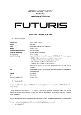 FUTURIS - raport jednostkowy za IV kwartał 2015 roku