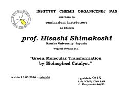 prof. Hisashi Shimakoshi - Instytut Chemii Organicznej PAN