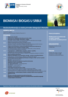 Program konferencije Biomasa i biogas u Srbiji 2016
