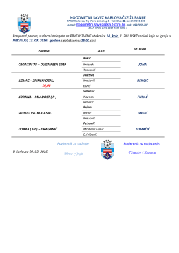 Raspored službenih osoba za vikend 13. 03. 2016